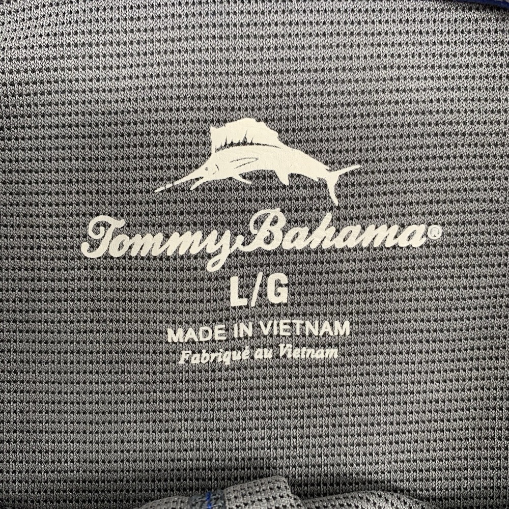 Tommy Bahama Polo Shirt Mens Large Gray Tencel Modal Short Sleeve Micro Pattern - Picture 4 of 6